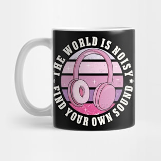 Music Lovers Headphones Retro Sunset Woman Mug